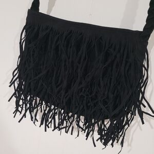 Source Unknown Black Fringe Shoulder Bag